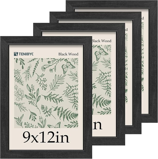 Picture Frame 4 Pack - Solid Wood Poster Photo Frame - Woodgrain Series - Room, Office, Gallery, Studio Display - Wall Hanging