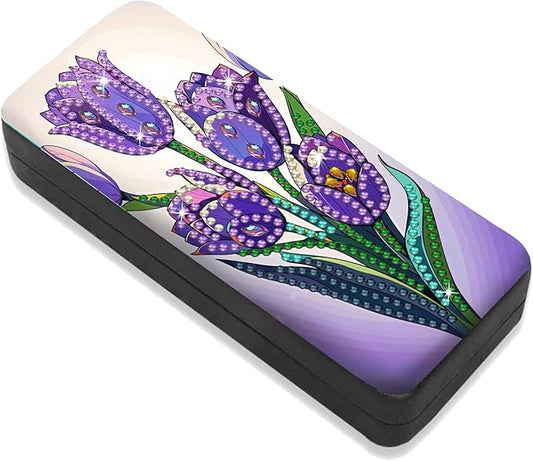 Leatrice Flower Diamond Art Kits for Adults Small Diamond Painting Kit Gem Art Paint by Diamonds Dot Eyeglasses Case 5d Diamond Art DIY for Beginner Women Tulip