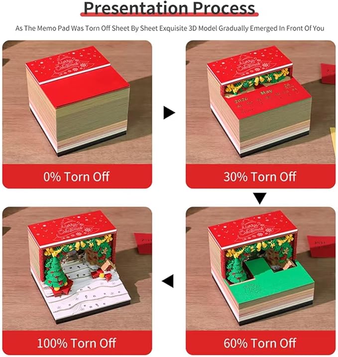 Time Piece Calendar 2026,3D Tree Tear-Away Memo Pad Creative Desk Calendars,3D Notepad Paper Carving Art Sticky Notes,3D Calendar 2026 Suitable for Room and Office Desktop Decoration