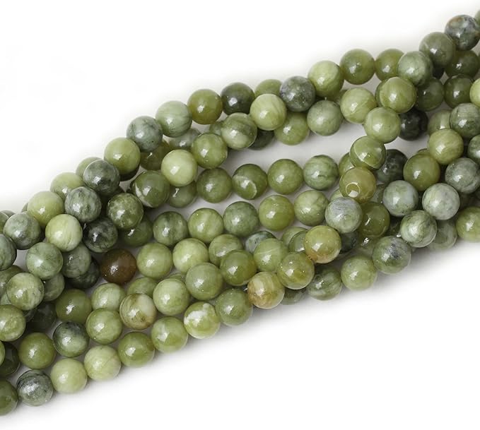 45PCS 8mm Natural Taiwan Green Jade Round Loose Beads for Jewelry Making DIY Bracelet Necklace Materials 1 Strand 15"