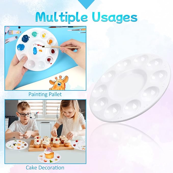 Acrylic Paint Palette Trays 20Pcs Plastic Pallets for Kid, Adult, Student Oil Watercolor Craft DIY Art Painting