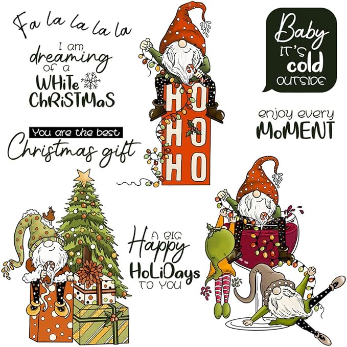 Santa Box Christmas Tree Stamps and Cutting Dies for Card Making DIY Transparent Silicone Clear Stamp and Metal Die Cuts Sets for Scrapbooking Paper Greeting Cards Decor Seals Craft Supplies