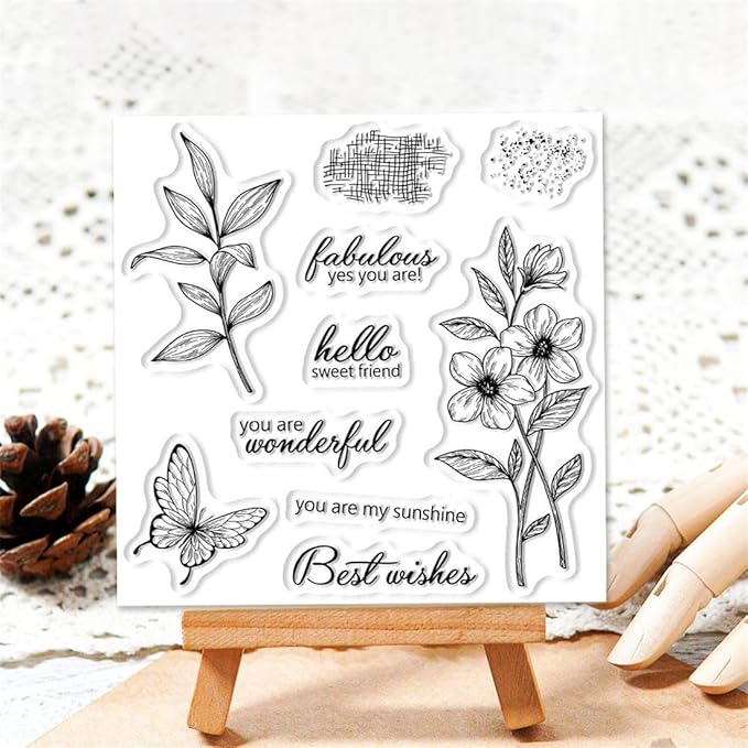 Morning Glory Butterfly Stamps and Cutting Dies for Card Making DIY Transparent Silicone Clear Stamp and Metal Die Cuts Sets for Scrapbooking Paper Greeting Cards Decor Seals Craft Supplies