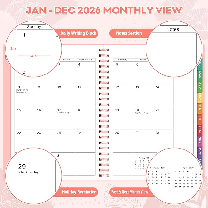 2026 Planner – 2026 Planner Weekly and Monthly: Jan. 2026 - Dec. 2026, 8.5" x 11", 2026 Calendar Planner with Monthly Tabs, Flexible Cover, Thick Paper, Inner Pocket for School Office Supplies
