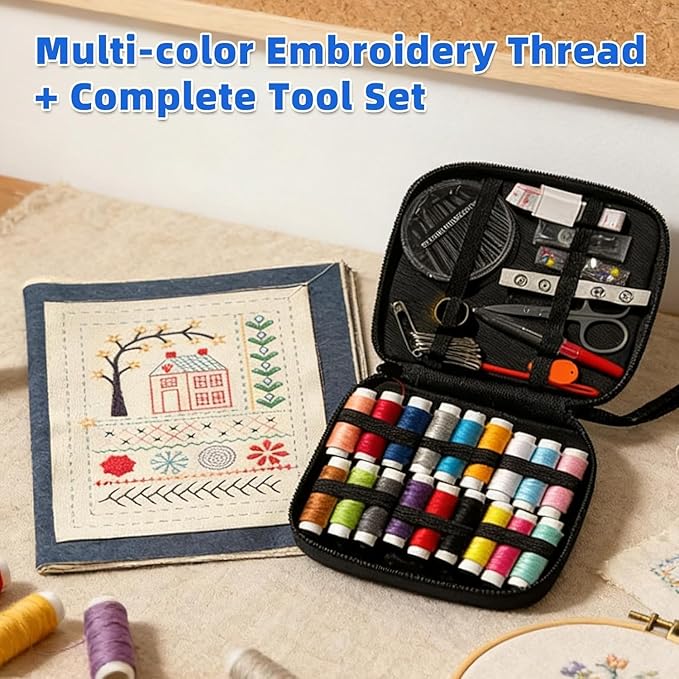 2026 New Embroidery Stitch Book Kit,Complete Sewing Tools & Tutorials for Beginners, Portable DIY Kit with Floral Motifs, Ideal Gift for Craft Lovers & DIY Enthusiasts (1PCS)