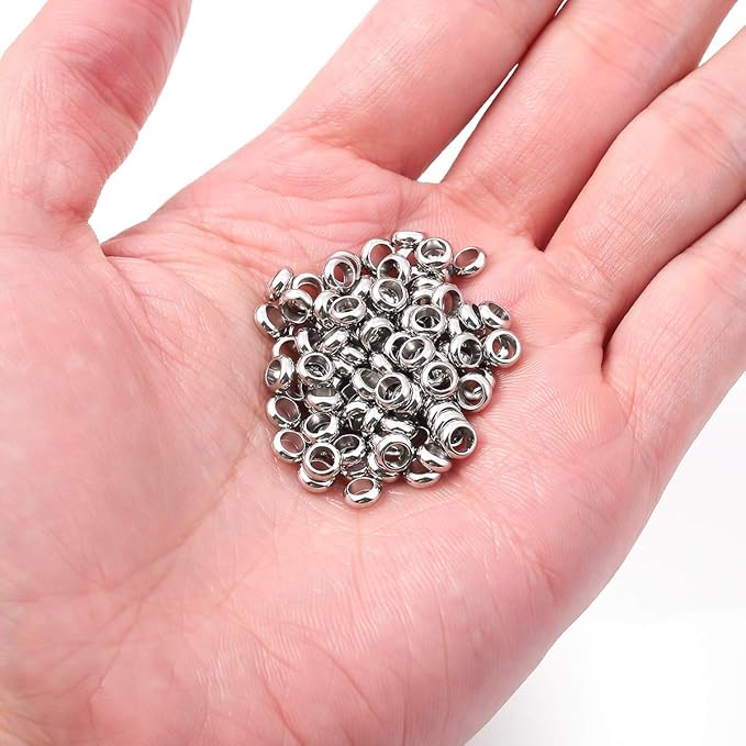 Stainless Steel Spacer Beads 5x2mm Rondelle Loose Charm Caps Beads for DIY Jewelry Making 100pcs with 3mm Hole