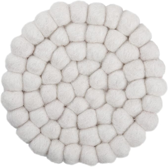 Round Felt Ball Coasters - 100% Merino Wool Table Coasters - Felt Coaster Pads, Absorbent Trivet for Drinks - Heat Resistant, Thick & Durable Hand Felted in Nepal by Woolygon- Multicolor - Set of 5