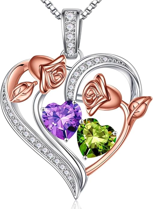 Iefil Christmas Gifts for Women Wife - 925 Sterling Silver Rose Heart Necklace, Stocking Stuffers for Women, Anniversary Birthday Gifts for Wife Girlfriend Mom