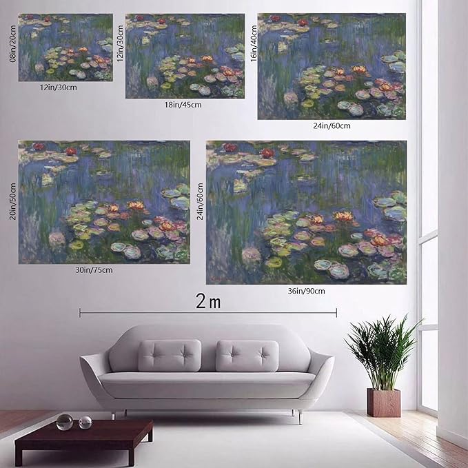 CFIOZYOS 40+ Monet Famous Print Posters Water Lilies2 by Claude Monet Impressionism Art Wall Decoration Poster Family Bar Restaurant Garage Cafe Art Print Gift Frame 24×36inch(60×90cm)