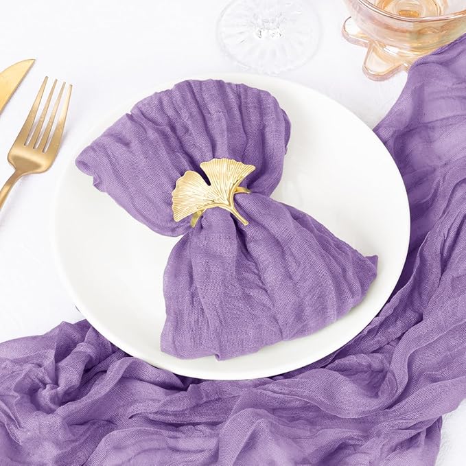 20 Pack Lavender Purple Cheesecloth Napkins Spring Cloth Napkins Set of 20 Dinner Napkins Bulk 21x21 Inches for Wedding Bridal Shower Baby Shower Valentine's Day