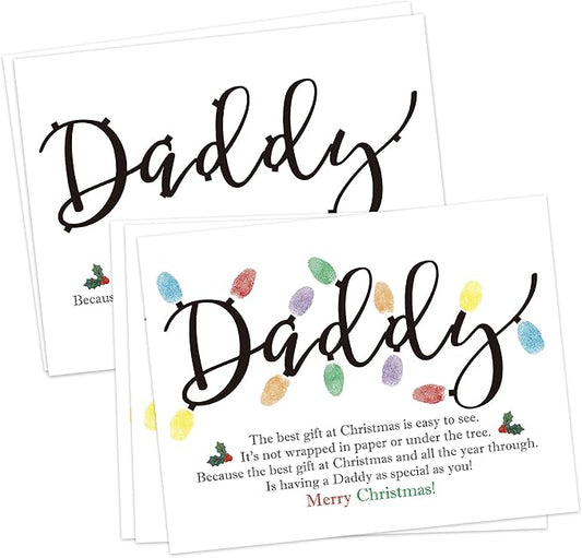 Baby First Christmas Handprint Art Craft Kit for Daddy, 10 Pcs Christmas Crafts Bulk DIY Handprint Card Making for Winter Holiday Activities, Funny Finger Paint Keepsake Gift for New Dad Father