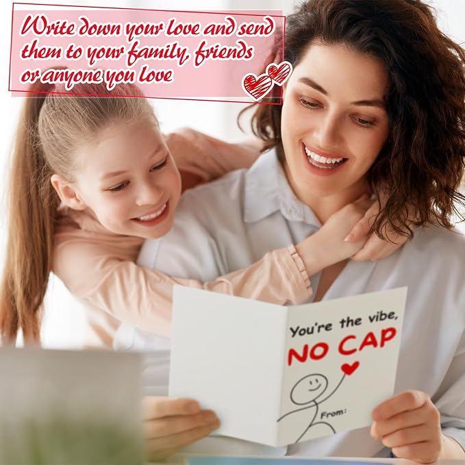 Yinder 24 Set Mini Valentines Day Cards with Envelopes Funny Slang Themed Teen Tween School Valentines Funny Valentine's Day Card Set Gift for Student Classroom School Home Friends
