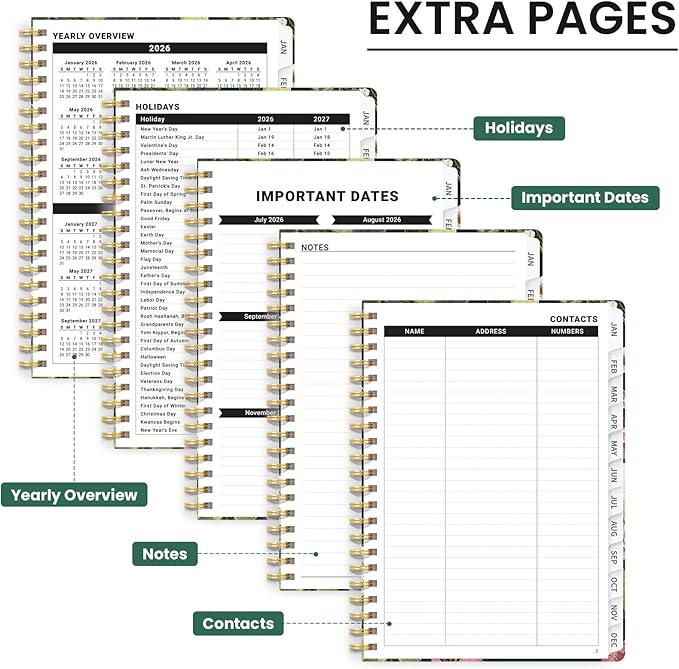 2026 Planner, Weekly and Monthly Calendar Planner for Women, Jan 2026 - Dec 2026, Hardcover Planning Agenda book with Tabs, Spiral Bound, Inner Pocket, Perfect for School Office Supplies, 6.3" x 8.5" - Colorful Painting