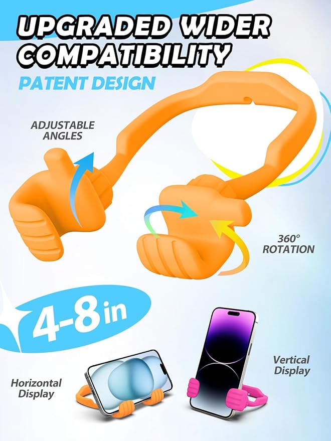 Stocking Stuffers for Teens Girls Boys Adults Cell Phone Stand: UPGRADE Adjustable Thumbs Up Lazy Phone Holder for Desk Cool Gadgets Fun Birthday Gift Ideas for Kids Teenager Women Gifts for Christmas