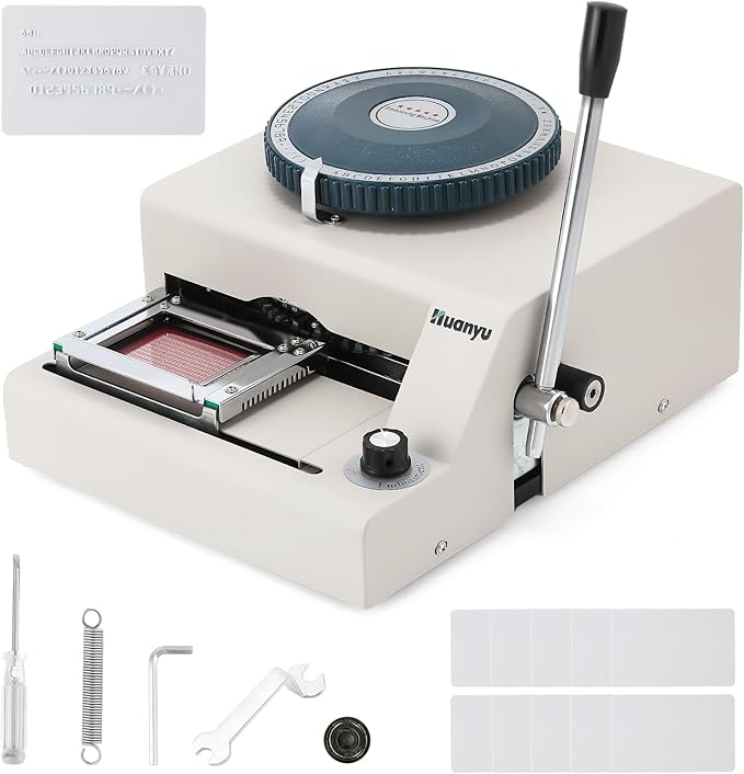 Huanyu PVC Card Embosser 68 Characters Manual Embossing Machine Credit ID VIP Code Gift Card Printer Letterpress Stamping Print Machine