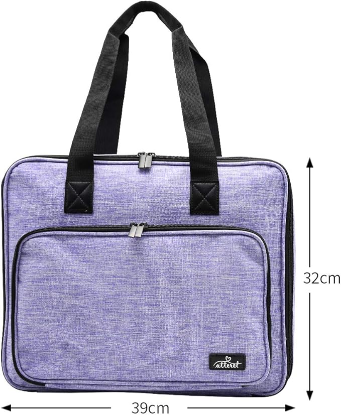 ATTERET Full Range Embroidery and Cross Stitch Starter Kit with Premium Storage Organizer Bag, Includes 99 DMC Coded Cotton Threads, 9 Metallic Floss, 3 Hoops, Needles, Scissors + More (Purple)