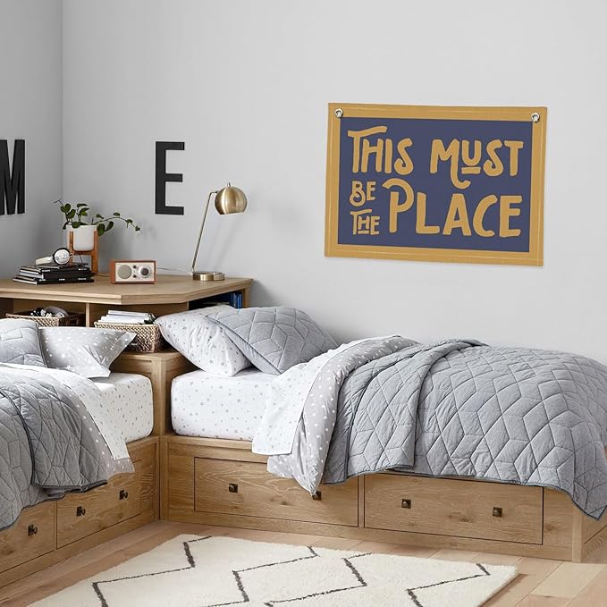 This Must Be The Place Canvas Banner, Vintage Retro Banner Wall Hanging Flag Decor for Home Classroom Playroom