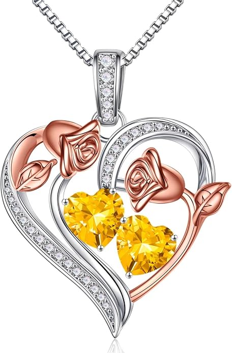 Iefil Christmas Gifts for Women Wife - 925 Sterling Silver Rose Heart Necklace, Stocking Stuffers for Women, Anniversary Birthday Gifts for Wife Girlfriend Mom