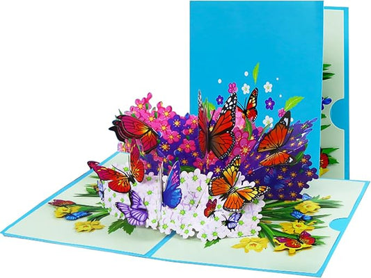 3D Butterfly Greeting Card - Christmas, Birthday & Anniversary Card for Wife, Husband, Girlfriend, Mom, Dad