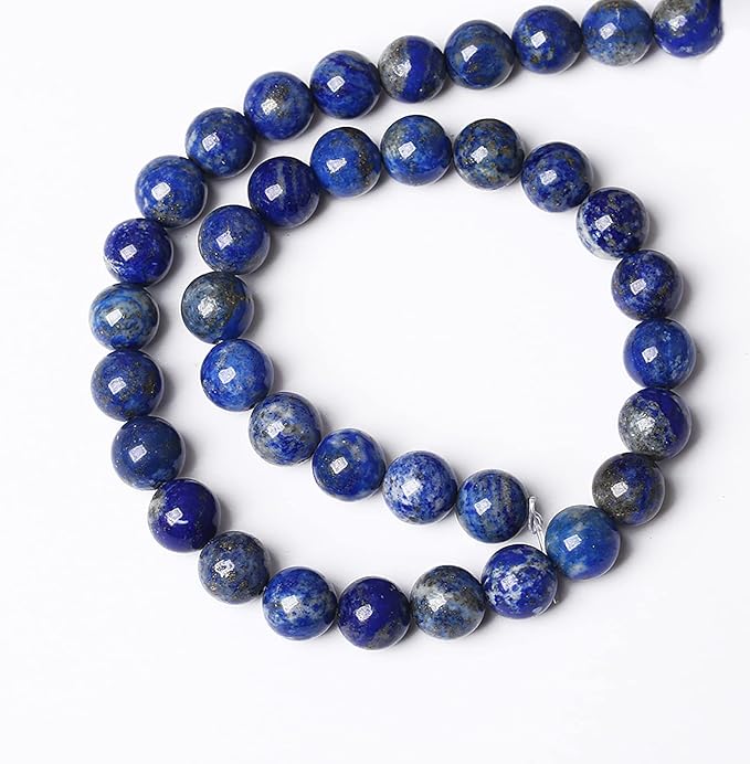 36PCS 10mm Natural Lapis Lazuli Gemstone Blue Stone Round Loose Spacer Beads for Jewelry Making DIY Bracelet Necklace 15 Inch,Energy Stone Healing Power (10mm, Lapis Lazuli)