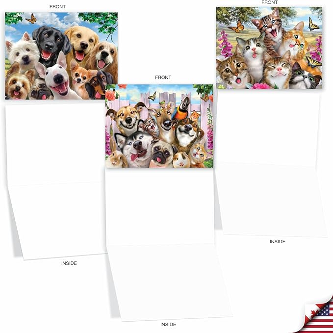 The Best Card Company - 10 Blank Animal Cards Boxed (4 x 5.12 Inch) - Assorted Pets, Zoo, Wildlife Cards for Kids - Off the Leash M6641OCB