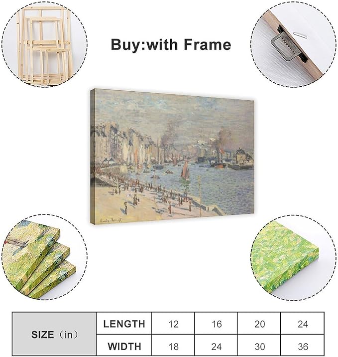 CFIOZYOS 40+ Monet Famous Print Posters Port of Le Havre by Claude Monet Impressionism Canvas Poster Wall Art Print Bedroom Decor Office Room Kitchen Decor Gift Frame 12×18inch(30×45cm)