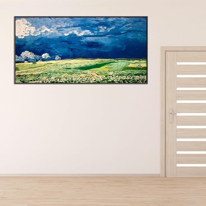Vincent Van Gogh Wheat Field With Crows Poster Natural Wilderness Landscape Poster Multi-Color Colorful Fine Art Oil Painting Master Painting Printing Room Aesthetic Wall Decorate 16x32in/40x80cm