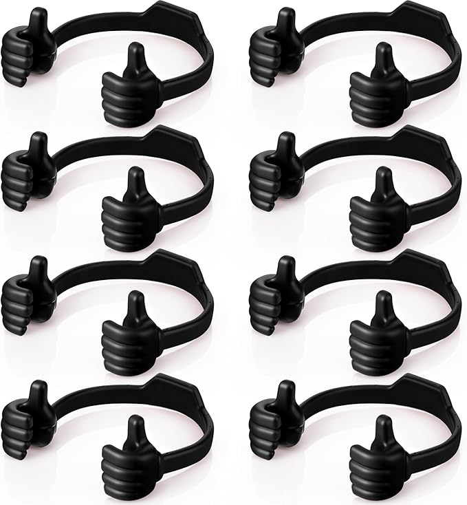 Yaomiao 8 Pcs Thumbs up Shaped Cell Phone Stands Universal Cell Phone Holder Flexible Mobile Phones Stand Adjustable Smartphone Stand Holder for Desk Offices Bedrooms Airplanes Travel (Black)