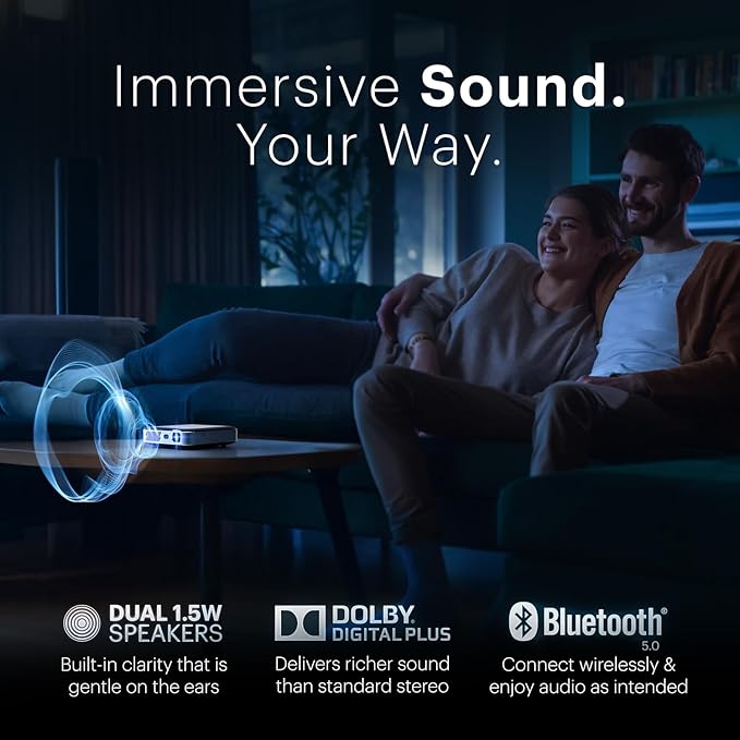 Kodak Luma 500 Mini Projector | 1080p Full HD Portable Outdoor Projector with Wi-Fi, Bluetooth, HDMI & USB | Google TV 11.0 OS, Netflix Certified, Chromecast Built-In, Black, 150