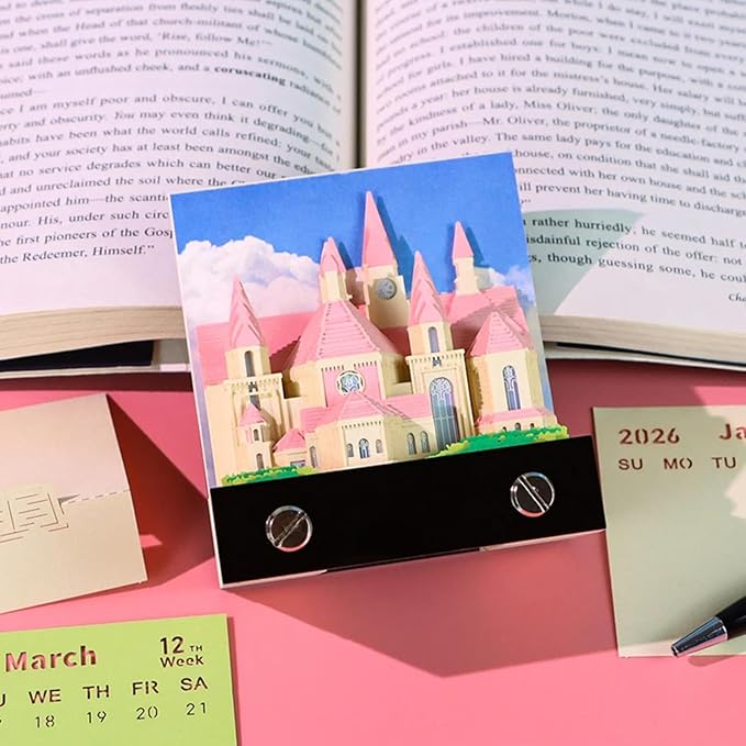 3D Art Calendar 2026,3D Memo Pad Creative Time Piece Calendar,Creative Non Stick Sticky Note,3D Memo Pad Art Notepad,Exquisite Paper Sculpture Gifts,Desktop Decoration Crafts