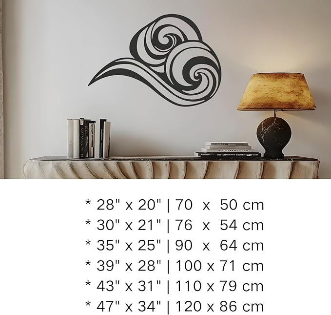 Abstract Ocean Wave Metal Wall Sculpture,Coastal Art for Coastal Spaces, Porch & Beach House Decor,Metal Wave Sculpture,Coastal Wall Art for Nautical Interiors (35" x 25" | 90 x 64 cm)