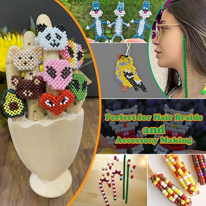 QPIXVB 1100PCS Pony Beads,St.Patrick's Day Pony Beads for Bracelets Crafts,Plastic Irish Spacer Bead,Green White Orange Hair Bead for Braids,Jewelry Necklace Keychain Charms Making Supplies