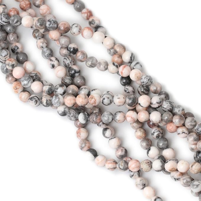 45PCS 8mm Natural Pink Zebra Jasper Round Loose Beads for Jewelry Making DIY Handmade 1 Strand 15"
