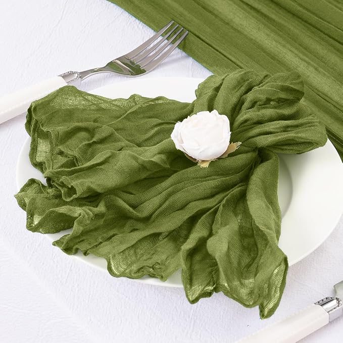 20 Pack Olive Green Cheesecloth Napkins Spring Cloth Napkins Set of 20 Olive Dinner Napkins Bulk 21x21 Inches for Wedding Bridal Shower Baby Shower Valentine's Day