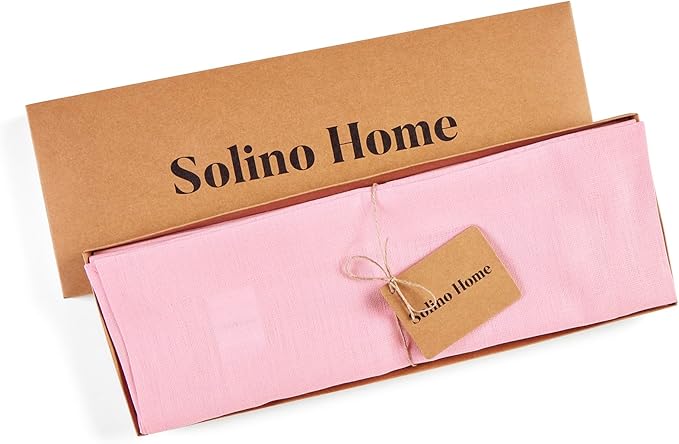 Solino Home Linen Placemats Set of 4 - Pink Lemonade Placemats 14 x 19 Inch - 100% Pure Linen Table Place Mats for Valentines, Spring, Easter - Fete