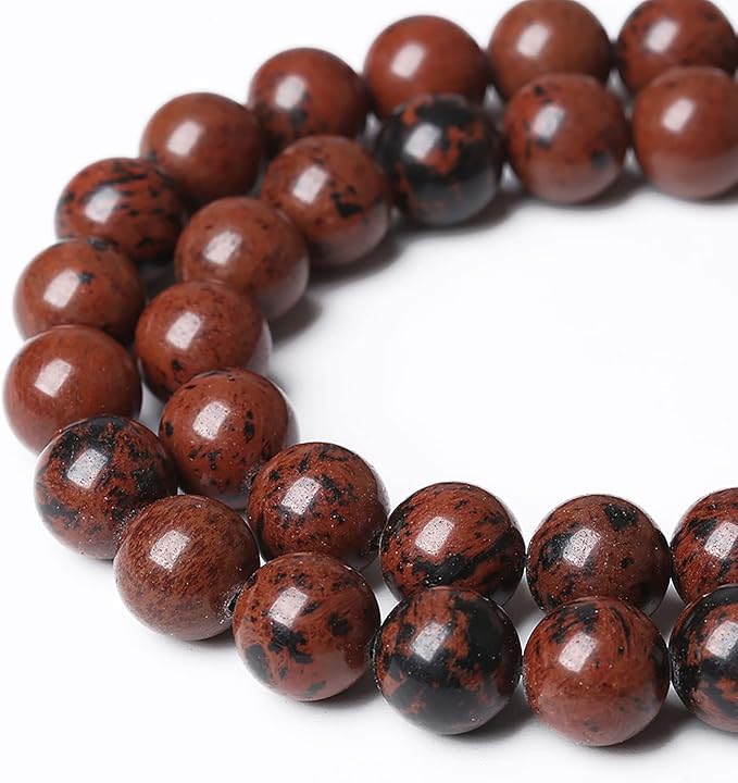 36PCS 10mm Natural Stone Mahogany Obsidian Beads for Jewelry Making Round Loose Spacer Beads DIY Bracelet Necklace (10mm, Mahogany Obsidian Beads)