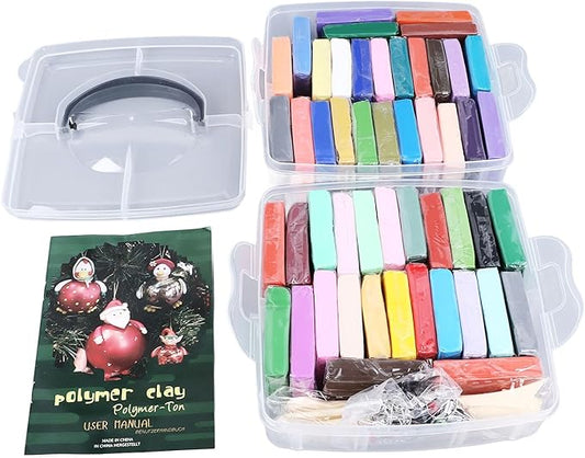 50 Colours Modelling Clay Set, Polymer Clay Starter Kit with 5 Sculpting Tools, Safe Air Dry Clay for Kids, DIY Lightweight Soft Mouldable Art Craft Material for Child