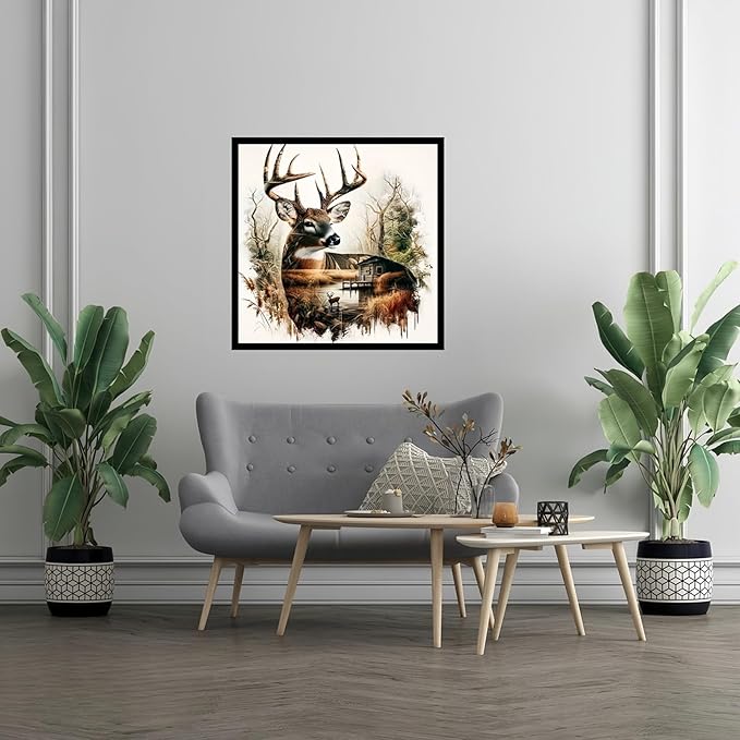 JYXSJYYD Paint by Numbers Kit for Adults Beginner,Deer Easy Paint by Number Kits Canvas Without Framed,DIY Acrylic Oil Painting Adults Paint by Numbers Kits for Home Wall Decor 16x16 Inch.