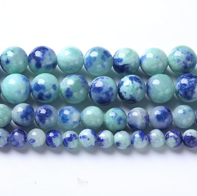 45pcs 8mm Natural Blue Green Persian Jade Stone Beads for Jewelry Making Round Loose Spacer Beads DIY Bracelets Necklaces 15" (8mm, Blue Green Jade)