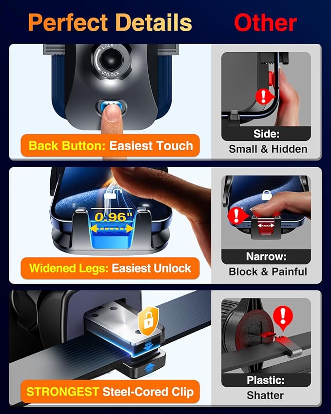 VANMASS 【85+LBS Strongest Suction & Military-Grade Ultimate Car Phone Mount【Patent & Safety Certs】 Cell Phone Holder Truck Desk Mount for Dashboard Windshield Vent for iPhone 17 Pro Max 16 15 Samsung