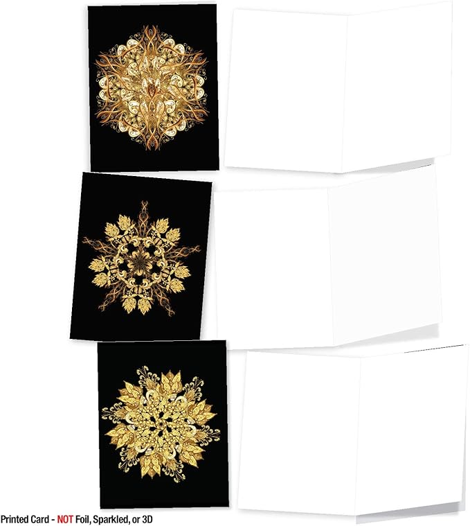 The Best Card Company - 10 Blank Note Cards Assortment (4 x 5.12 Inch) - Zen Patterns and Symbols, Bulk Boxed Set - Magnificent Mandalas AM6326OCB-B1x10