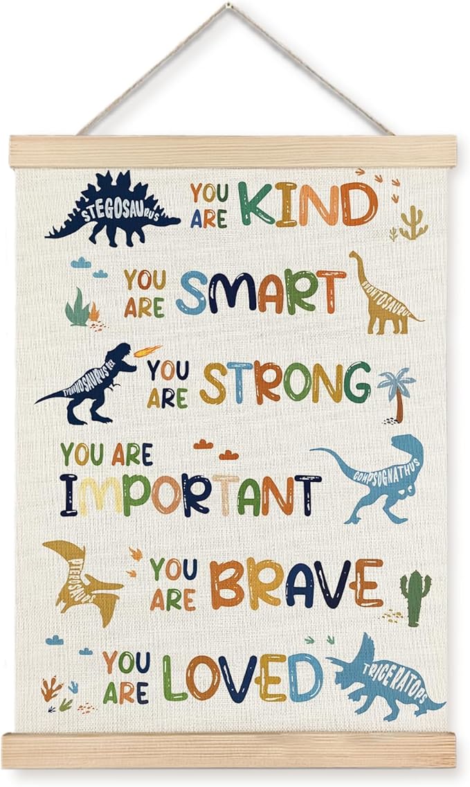 Luvadian Inspirational Dinosaur Poster Hanger Frame - Dinosaur Decor for Boys Room, 12x16 Inches