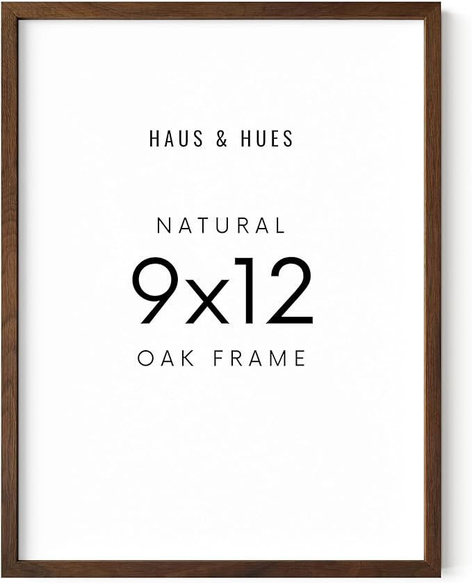 HAUS AND HUES 9x12 Walnut Oak Frame - Wooden Poster Holder, Rustic Display (Standalone, Set of 1)