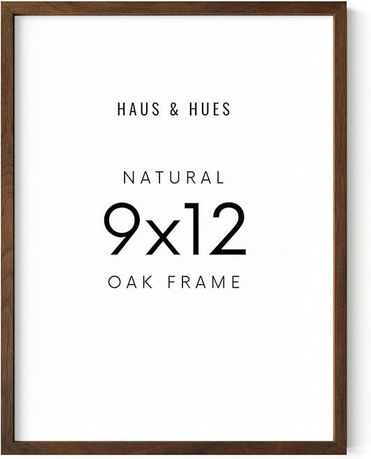HAUS AND HUES 9x12 Walnut Oak Frame - Wooden Poster Holder, Rustic Display (Standalone, Set of 1)