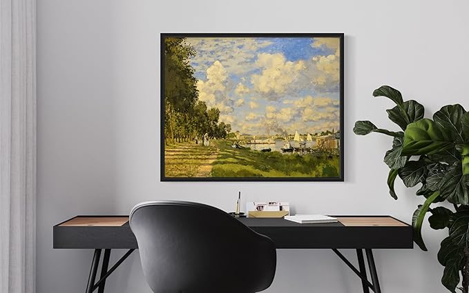 The Basin at Argenteuil Claude Monet Wall Art Print Poster, Impressionist Painting Wall Art Wall Decor, for Bedroom and Living room Bathroom Decor 115 (The Basin at Argenteuil, 11 x 14 inches, Black Frame)