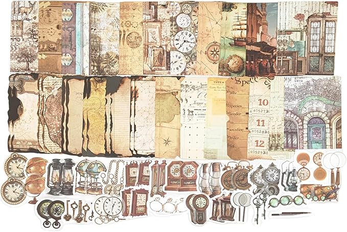 100PCS Vintage Journaling Scrapbooking Supplies Ephemera Pack for Junk Journal Bullet Journals Planners Decoupage Paper Scrapbook Stickers Aesthetic Cottagecore Collage Craft Album (Adventure Tours)