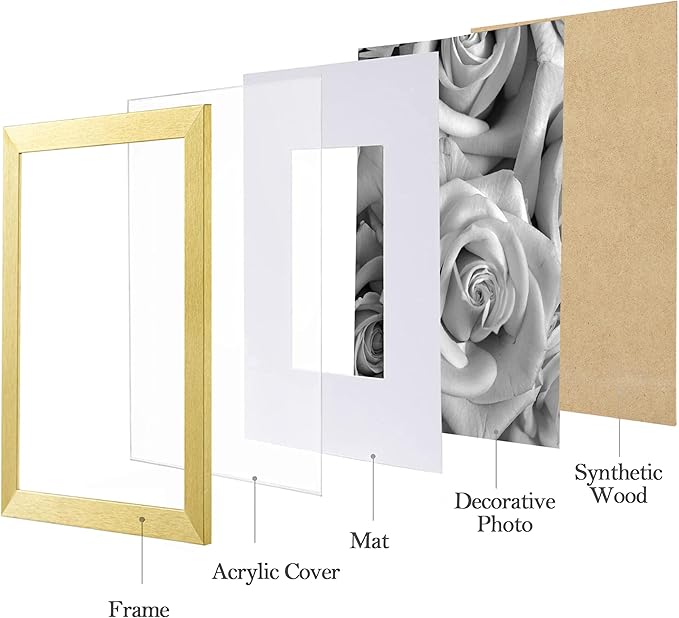 eletecpro 8x10 Picture Frames Set of 9 Classic Gallery Wall Frame Set, Displays 5x7 with Mat or 8x10 No Mat, Picture Frames Collage Wall Decor, Gold Frames for Home Decor