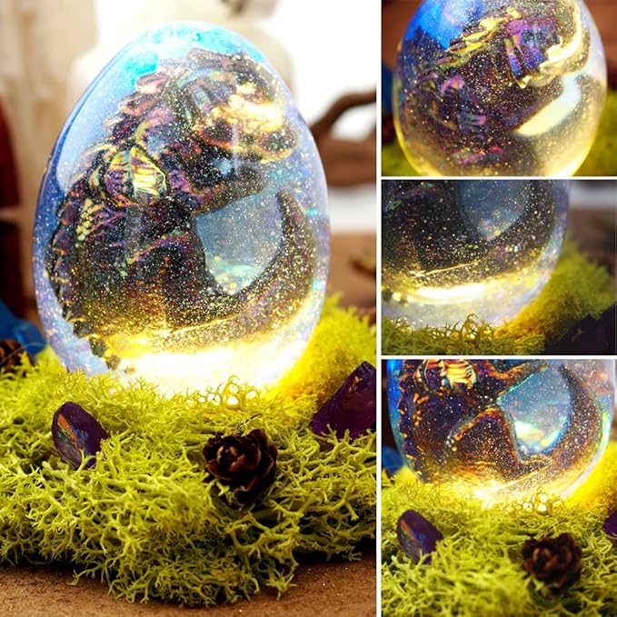 3D Dragon Egg Resin Molds Silicone, Dragon Silicone Mold Set for Epoxy Resin Casting, Ornament Keychain Cute Mold, DIY Resin Candle Concrete Cement Polymer Clay Craft