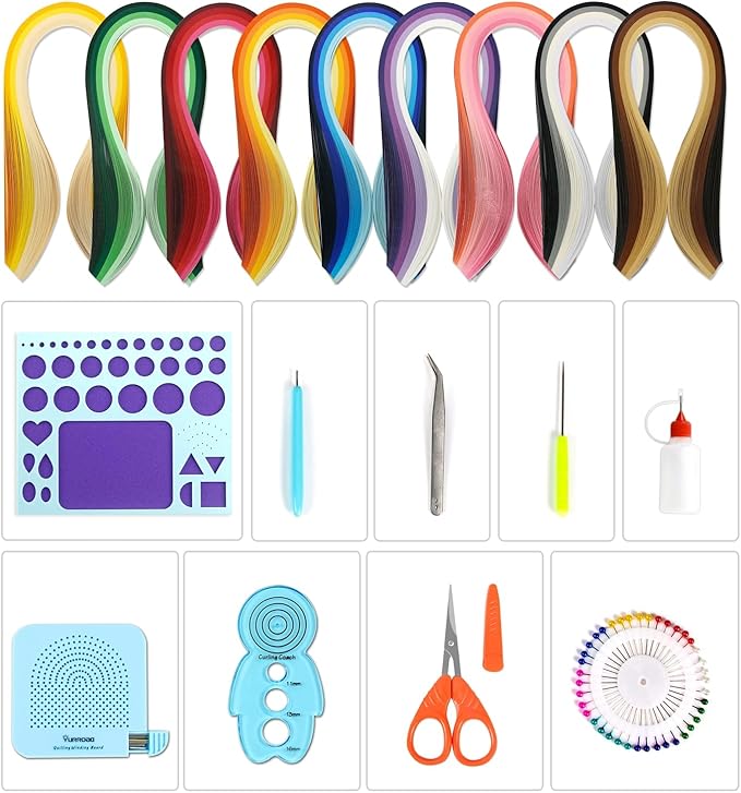 YURROAD 5MM Paper Quilling Kit Quilling Paper and Tools Set with Quilling Slotted Pen Quilling Template Board Quilling Comb Quilling Curling Coach