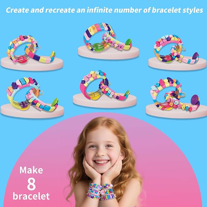 BOLVISEP Friendship Bracelet Making Kit for Girls, DIY Art & Crafts Kits for Kids, Rubber Band Bracelet Kit with Charm & Stickers, Birthday Gift for Ages 6, 7, 8, 9, 10, 11, 12 Years Old (308PCS)